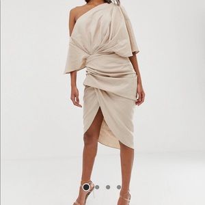 ASOS DRAPED LINEN DRESS